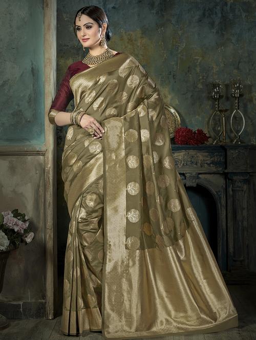 zari banarasi saree with blouse - 16301747 - Very Small Image - 1