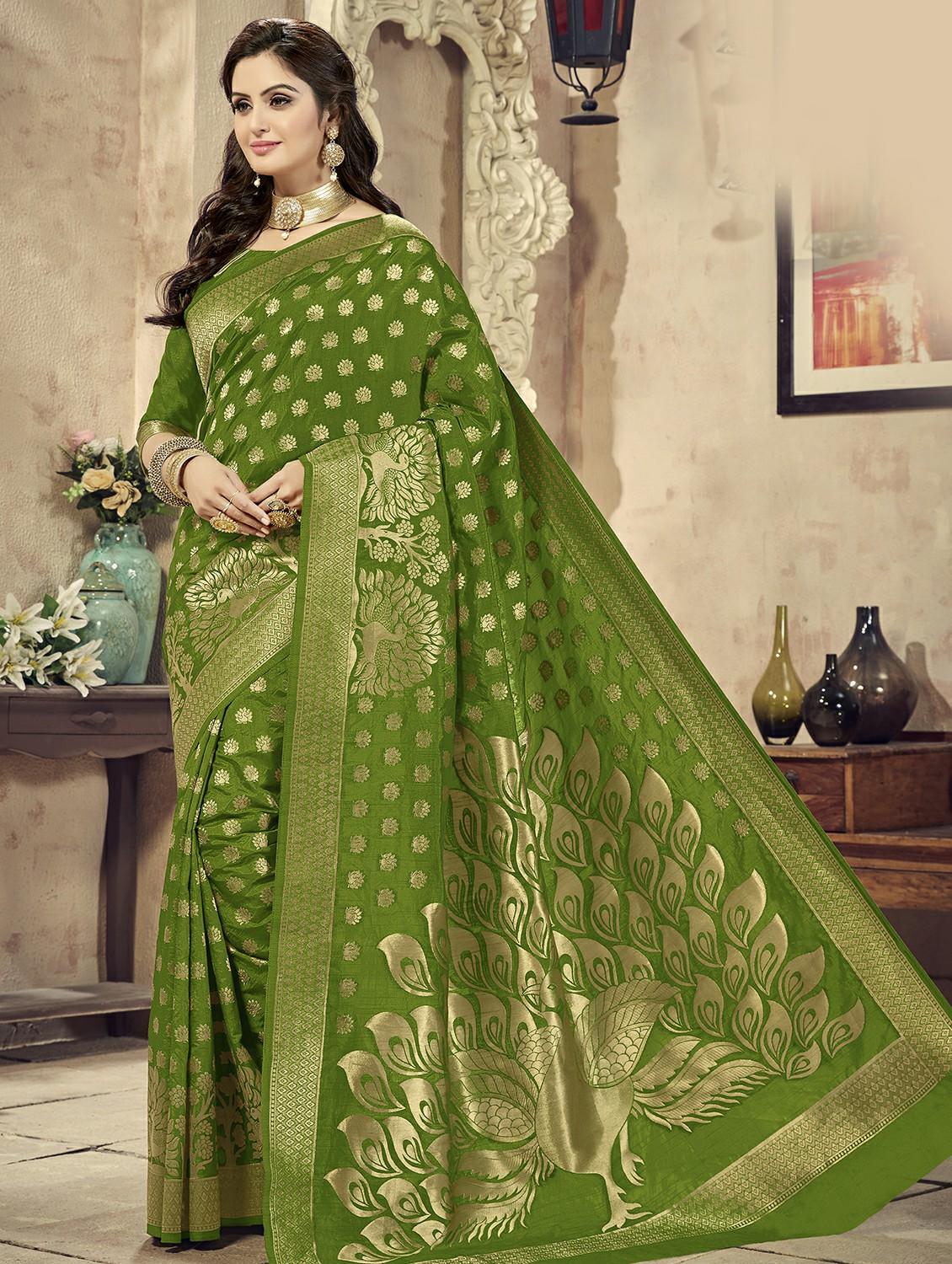 conversational banarasi saree with blouse - 16301775 - Zoom Image - 1