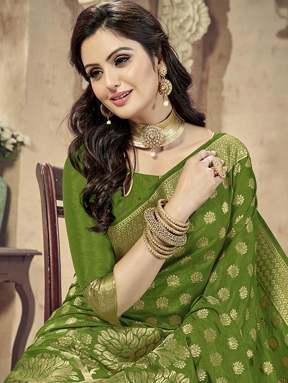 conversational banarasi saree with blouse - 16301775 - Zoom Image - 2