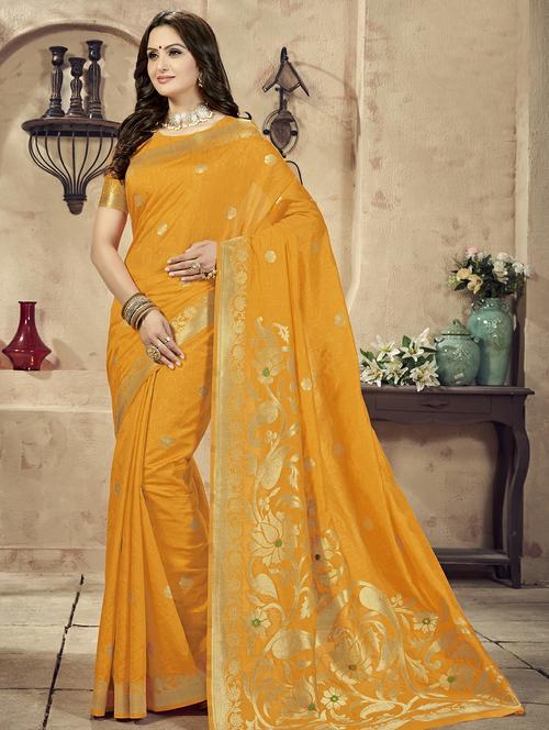 floral banarasi saree with blouse - 16301776 - Standard Image - 1