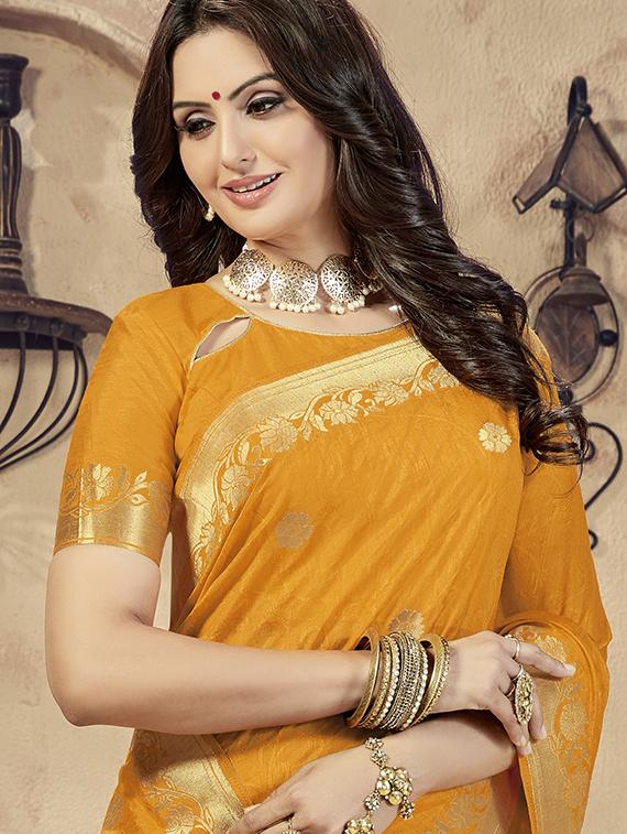 floral banarasi saree with blouse - 16301776 - Zoom Image - 2