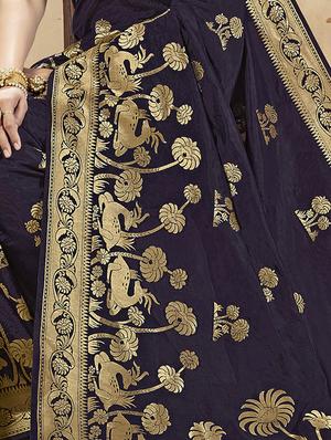 floral banarasi saree with blouse - 16301777 - Standard Image - 2