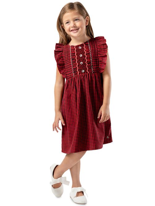 frill trim checkered frock - 16302001 - Standard Image - 1