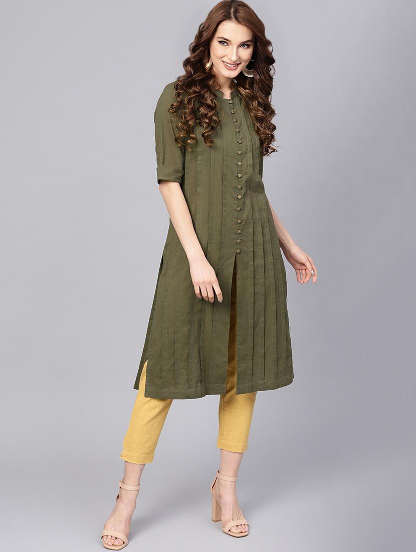 solid pintucks kurta pant set - 16302028 - Zoom Image - 1