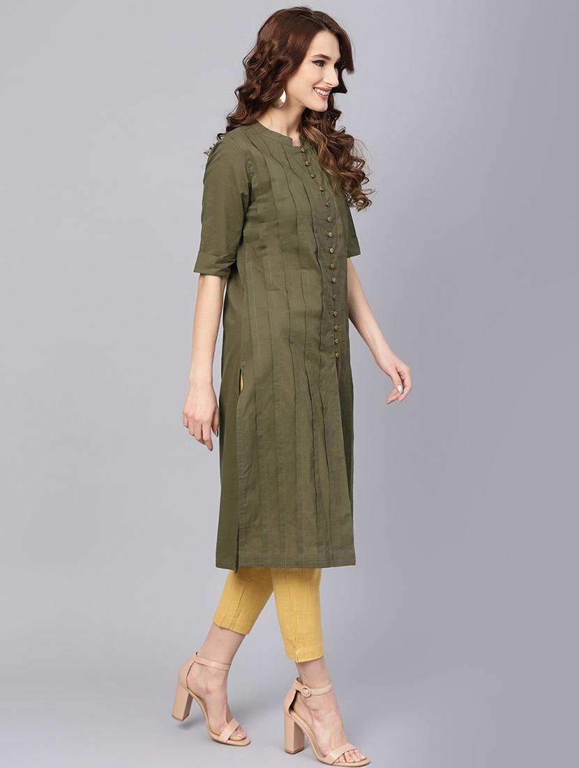 solid pintucks kurta pant set - 16302028 - Zoom Image - 2