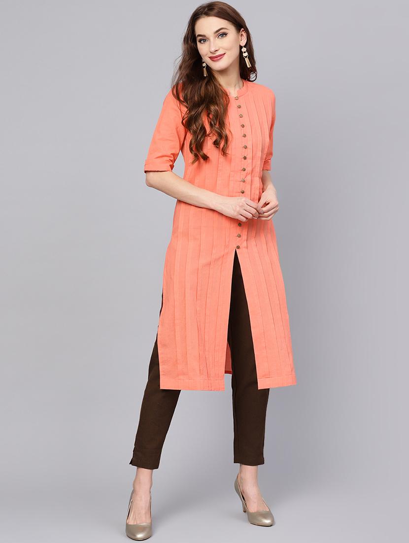 solid pintucks kurta pant set - 16302029 - Zoom Image - 1