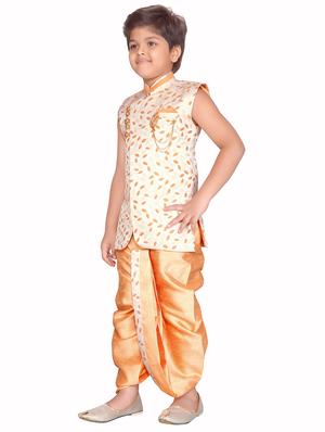 orange jute dhoti kurta set - 16302112 - Standard Image - 2