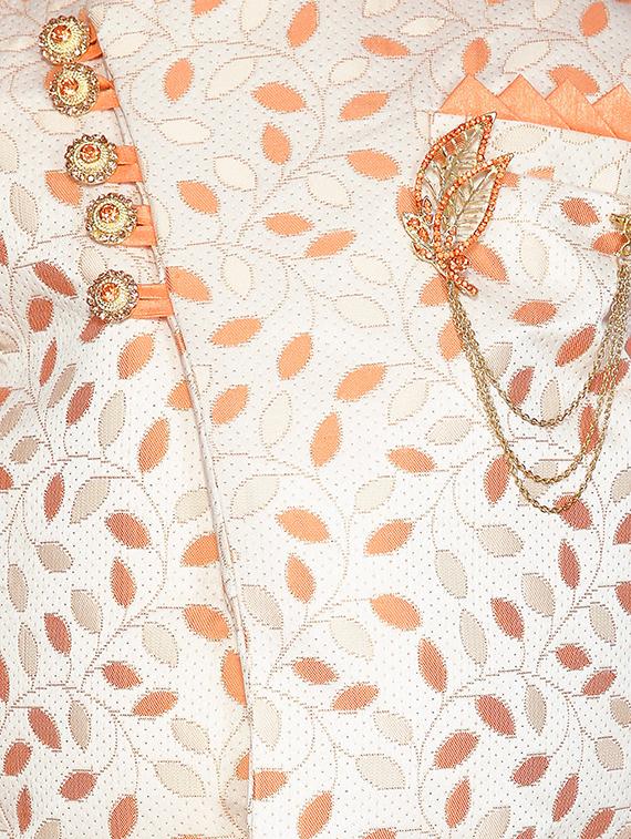 orange jute dhoti kurta set - 16302112 - Zoom Image - 4