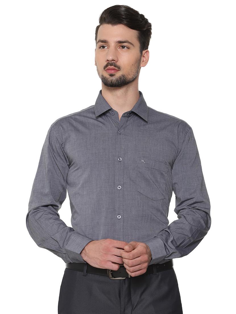 grey solid formal shirt - 16302133 - Zoom Image - 1
