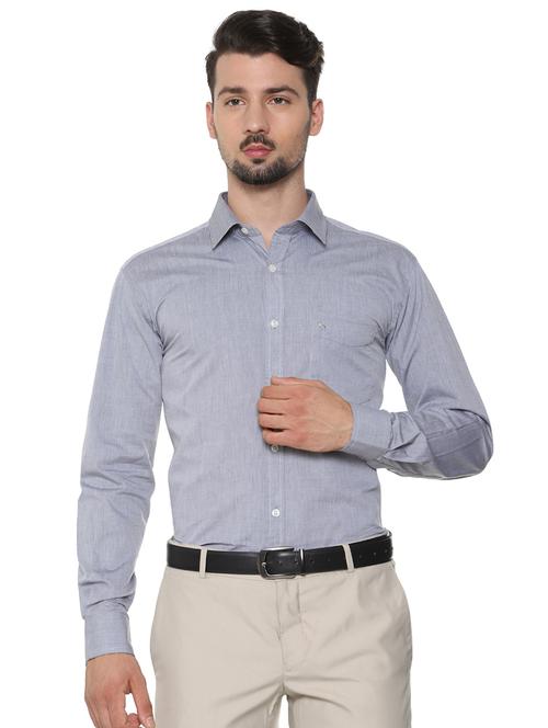 grey solid formal shirt - 16302137 - Standard Image - 1