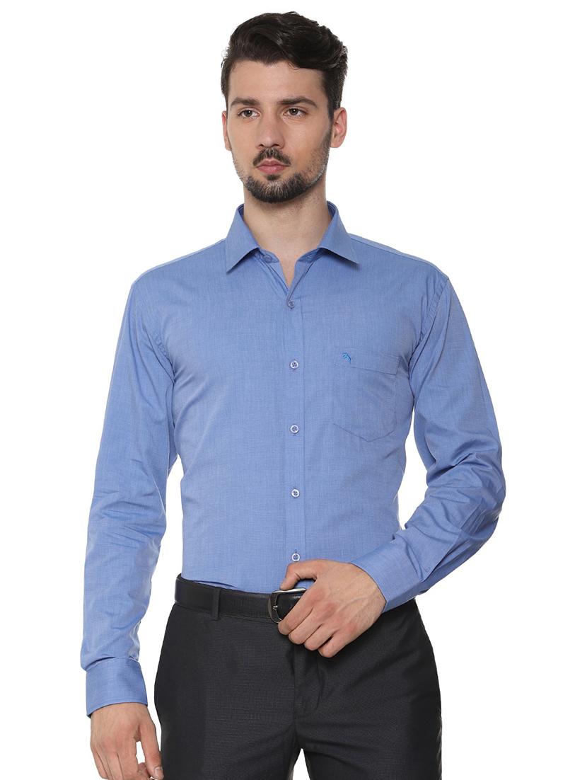 blue solid formal shirt - 16302142 - Zoom Image - 1