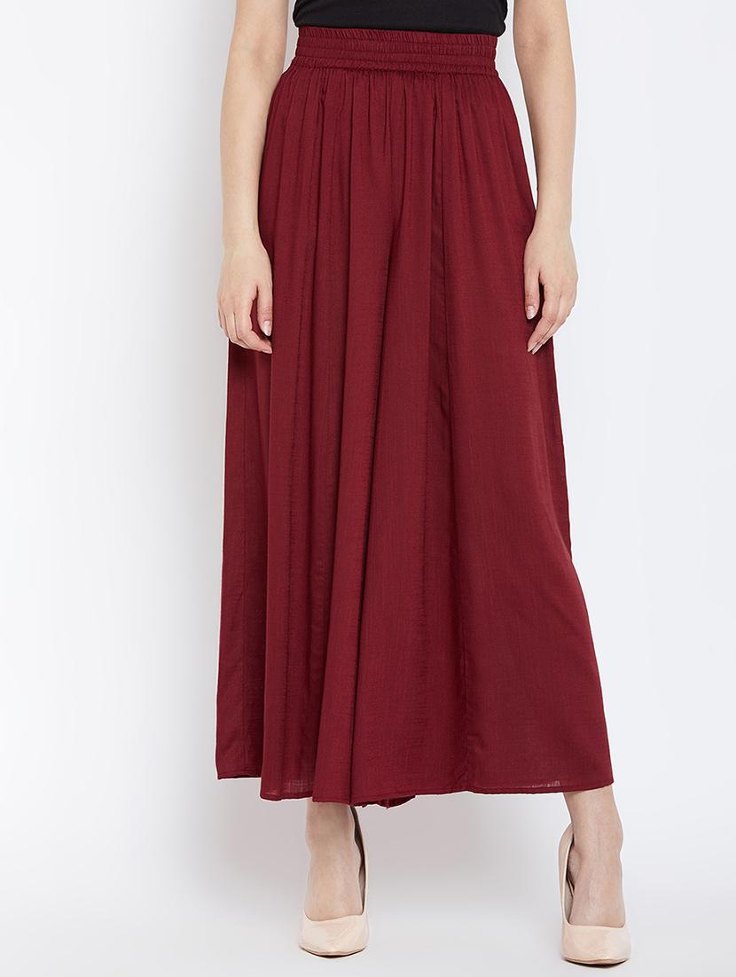 maroon flared palazzo - 16302199 - Zoom Image - 1