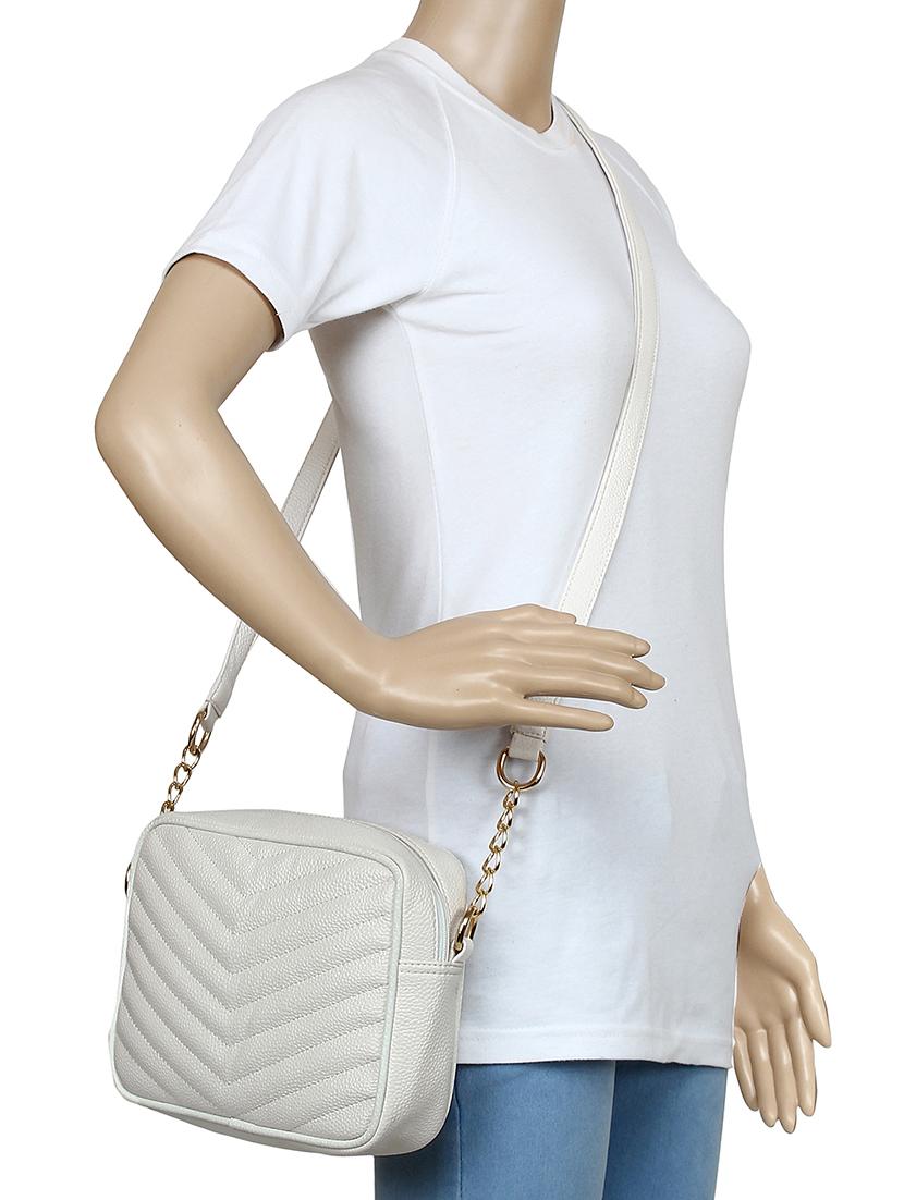 white leatherette (pu) regular sling bag - 16302321 - Zoom Image - 5