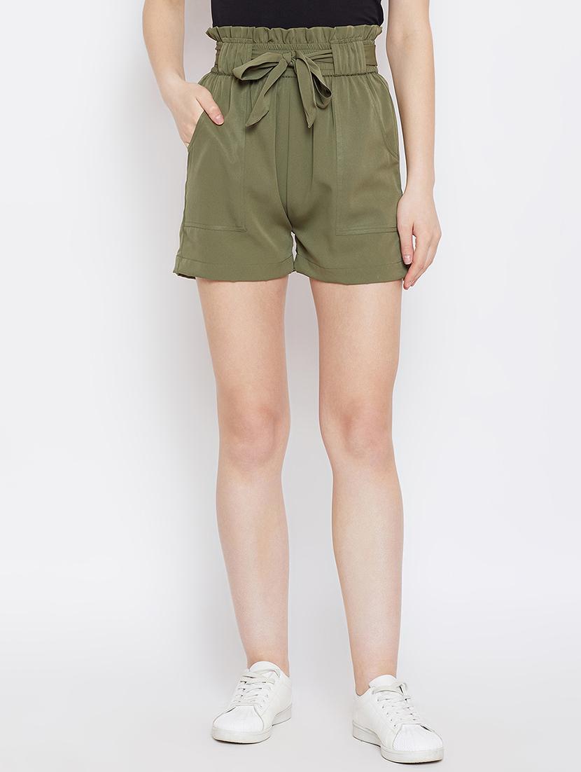 frill waist tie knot shorts - 16302387 - Zoom Image - 1
