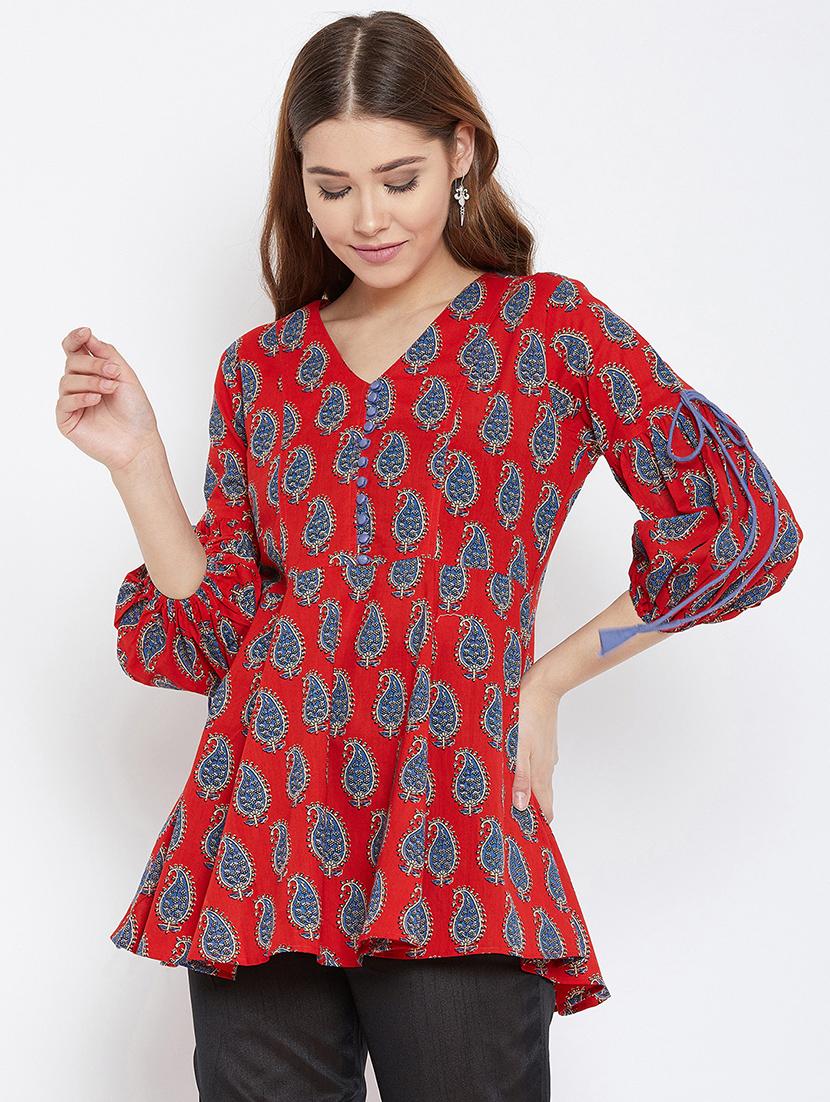 paisley a-line kurti - 16302400 - Zoom Image - 1