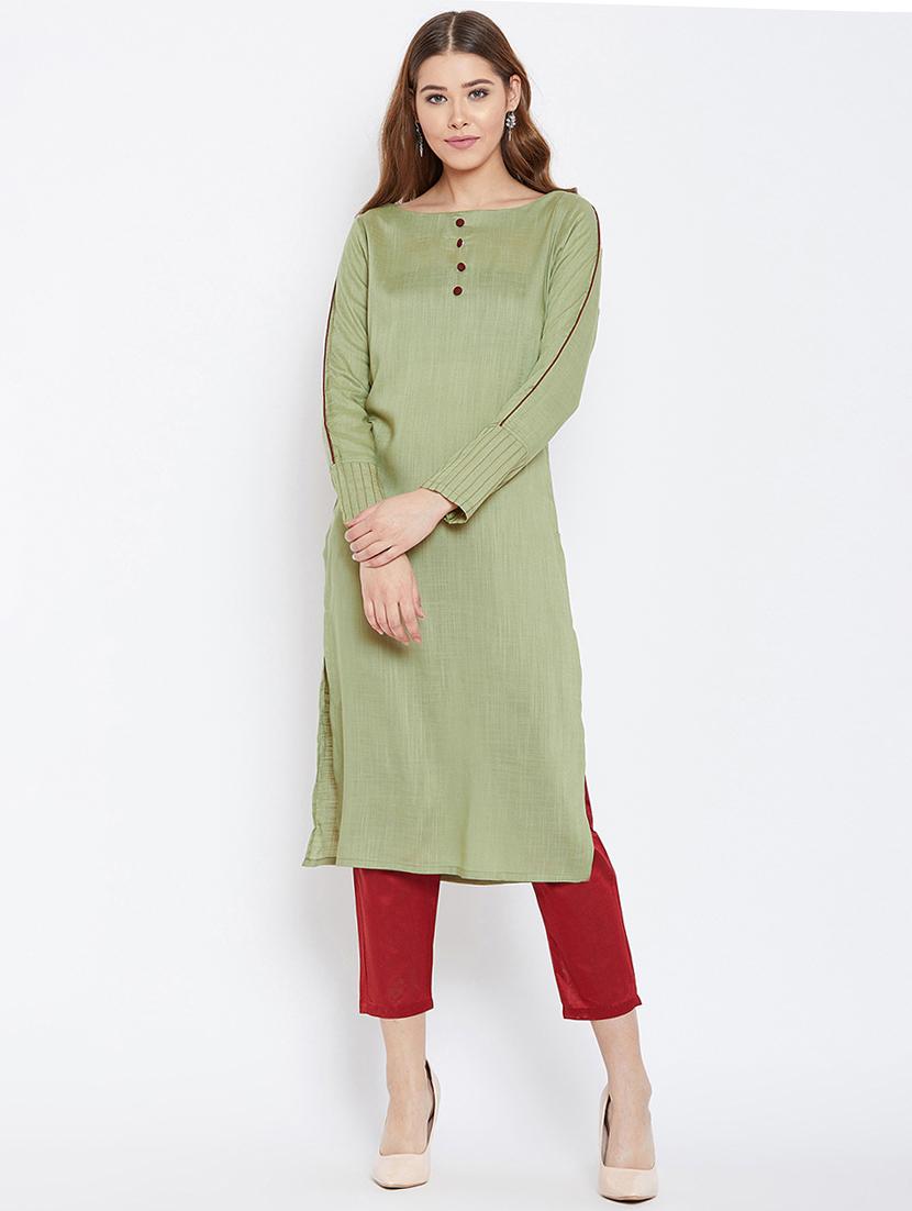 solid straight kurta - 16302413 - Zoom Image - 1