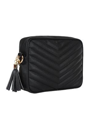 black leatherette (pu) regular sling bag - 16302440 - Standard Image - 4
