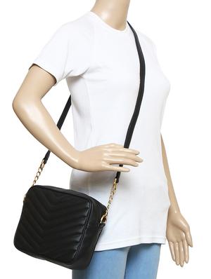 black leatherette (pu) regular sling bag - 16302440 - Standard Image - 5
