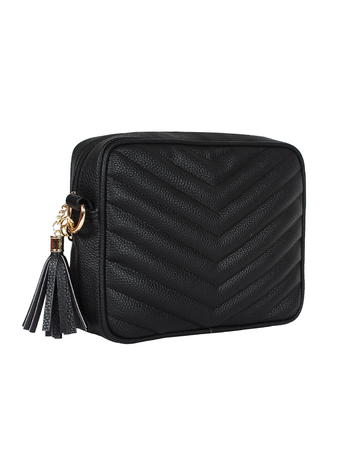 black leatherette (pu) regular sling bag - 16302440 - Zoom Image - 4