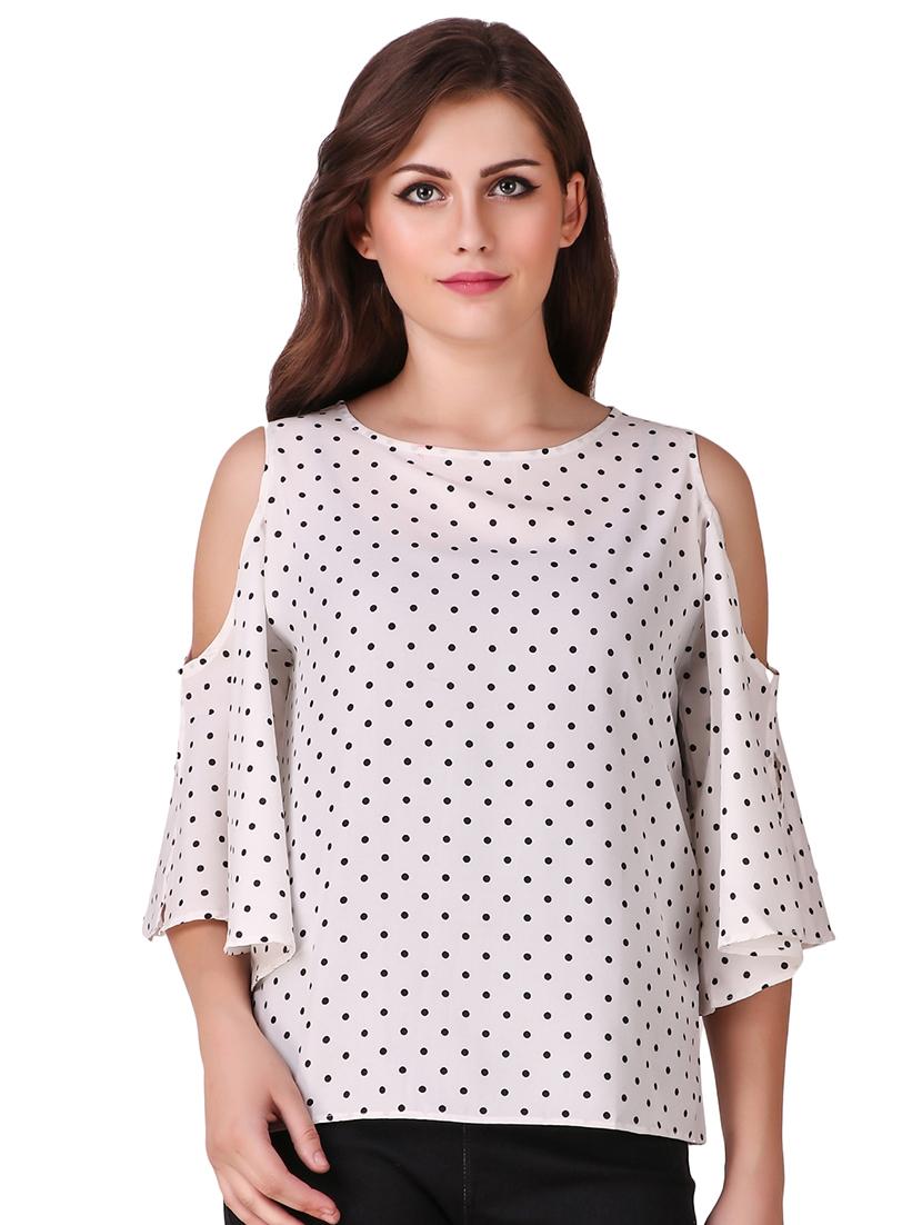 cold shoulder polka dot top - 16302509 - Zoom Image - 1