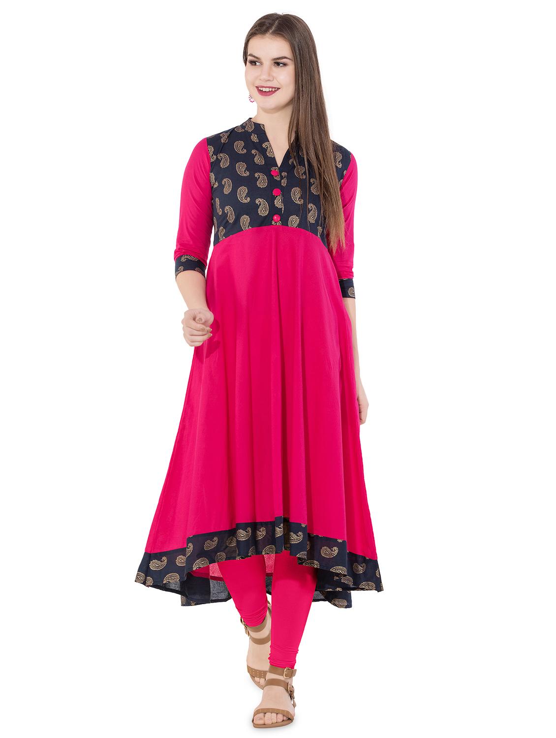 foil printed high-low kurta - 16302920 - Zoom Image - 1