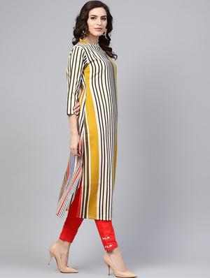 striped straight kurta - 16303431 - Standard Image - 2