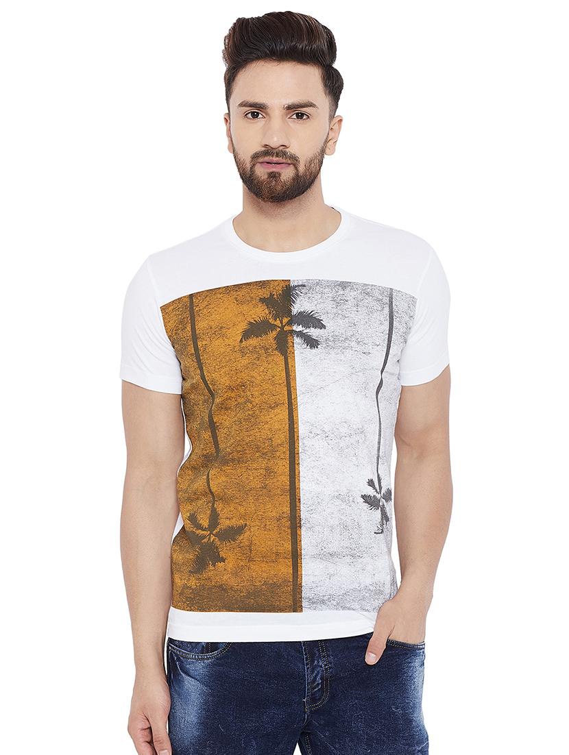 white tropical front print t-shirt - 16303540 - Zoom Image - 1