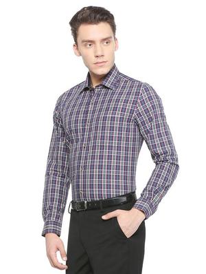 blue slim fit checked casual shirt - 16304098 - Standard Image - 2