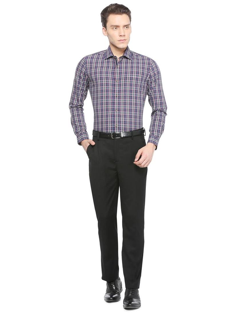 blue slim fit checked casual shirt - 16304098 - Zoom Image - 4