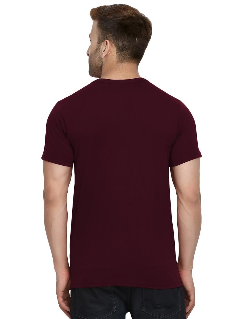maroon solid henley t-shirt - 16304482 - Zoom Image - 3