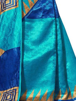 geometrical printed saree with blouse - 16304509 - Standard Image - 4