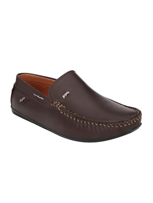 brown leatherette slip on loafers - 16304689 - Very Small Image - 1
