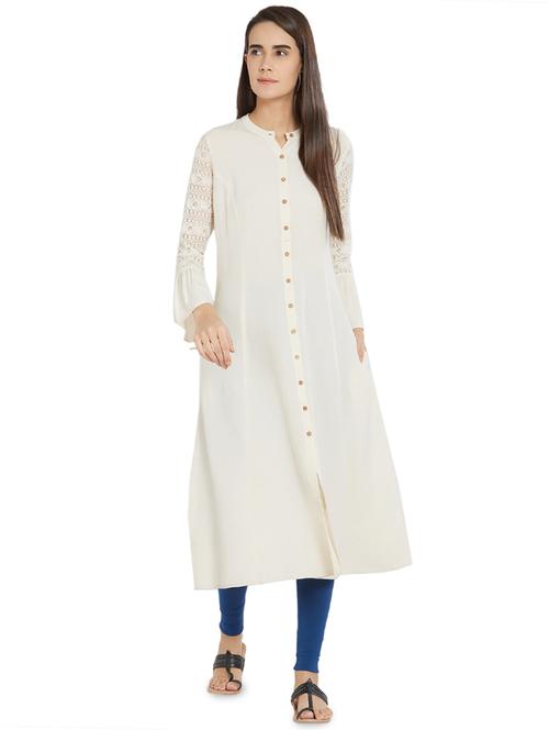 solid a-line kurta - 16304771 - Standard Image - 1