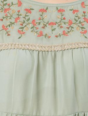 embroidered tiered flared kurta - 16304781 - Standard Image - 4