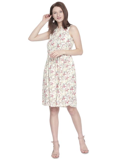 tassel detail front tie up floral dress - 16304785 - Standard Image - 1