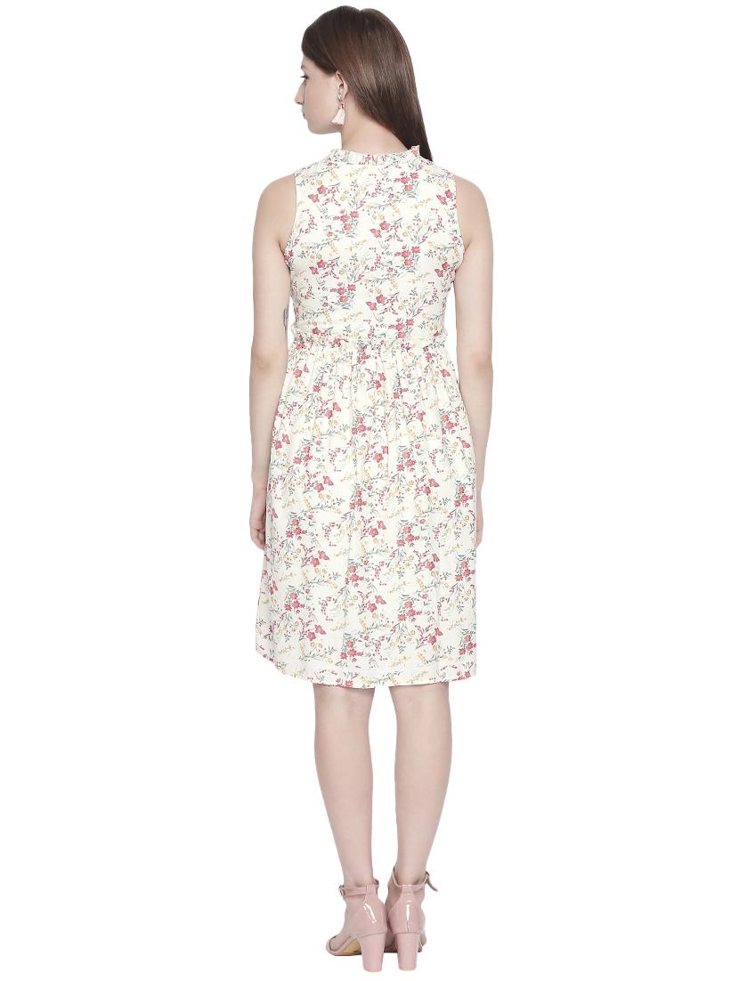 tassel detail front tie up floral dress - 16304785 - Zoom Image - 3