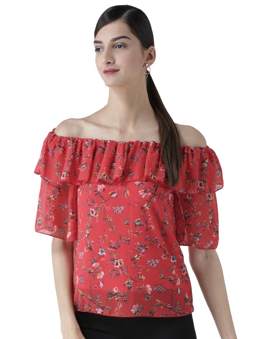 off-shoulder floral top - 16304811 - Zoom Image - 1