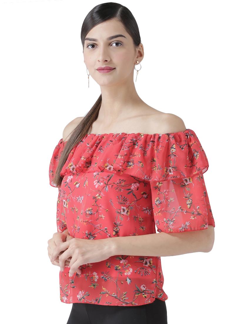 off-shoulder floral top - 16304811 - Zoom Image - 2