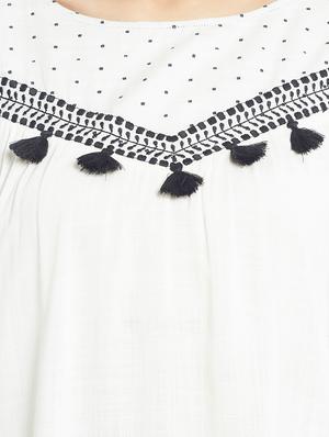 tassel detail embroidered top - 16304815 - Standard Image - 5