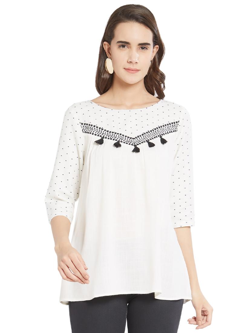 tassel detail embroidered top - 16304815 - Zoom Image - 1