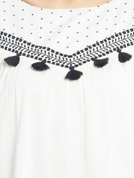 tassel detail embroidered top - 16304815 - Zoom Image - 5