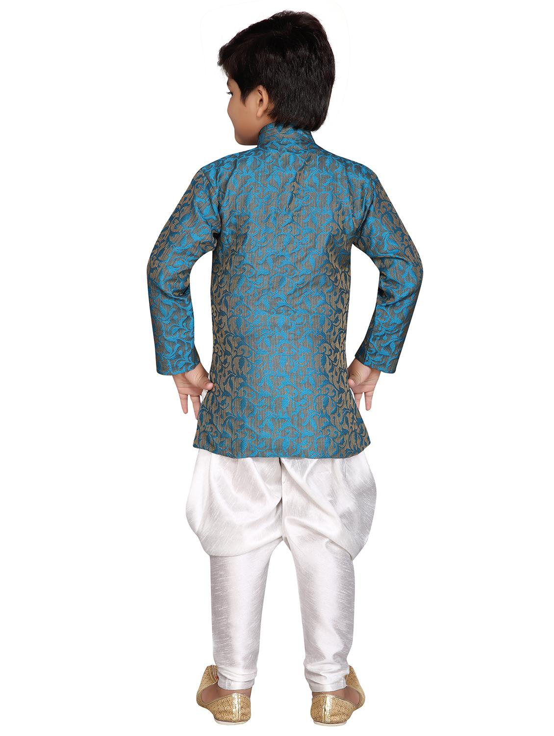blue jute sherwani set - 16305100 - Zoom Image - 3