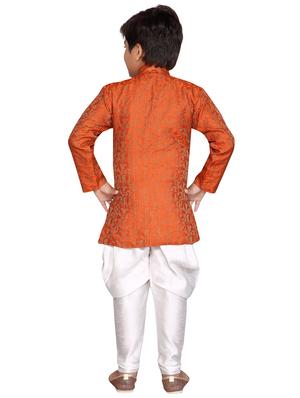 orange jute sherwani set - 16305101 - Standard Image - 3