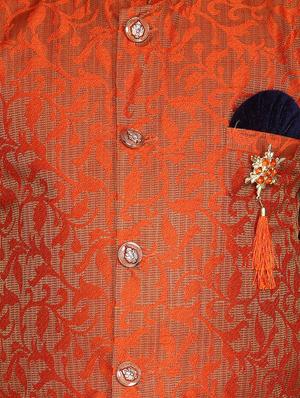orange jute sherwani set - 16305101 - Standard Image - 4
