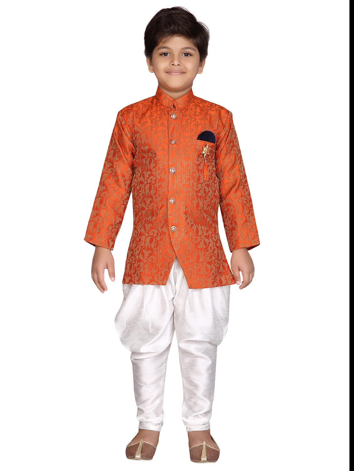 orange jute sherwani set - 16305101 - Zoom Image - 1
