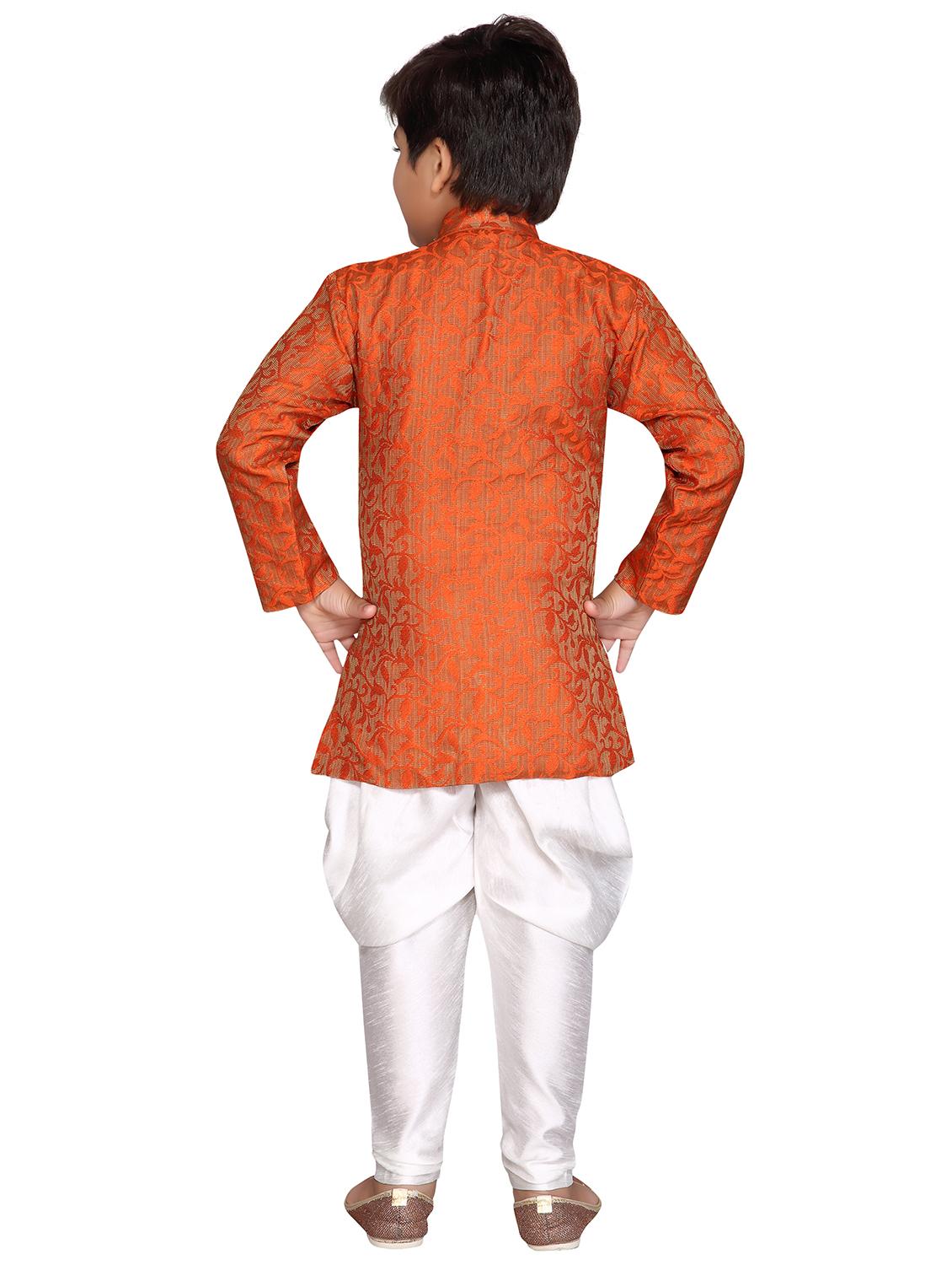 orange jute sherwani set - 16305101 - Zoom Image - 3