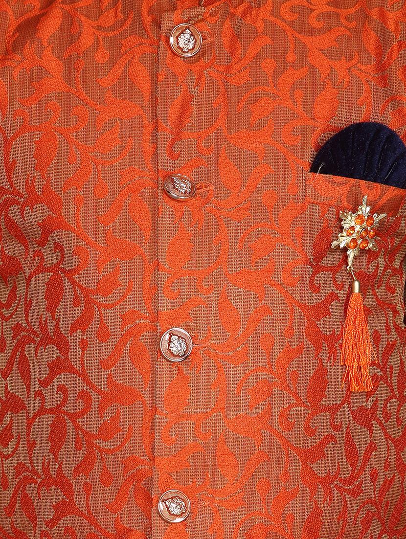 orange jute sherwani set - 16305101 - Zoom Image - 4