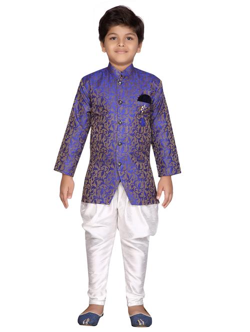 purple jute sherwani set - 16305102 - Standard Image - 1