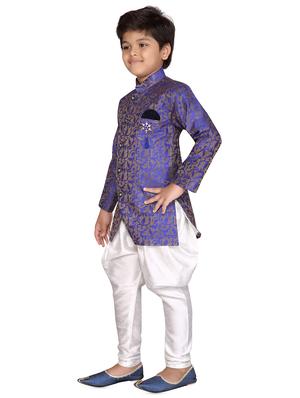 purple jute sherwani set - 16305102 - Standard Image - 2