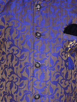 purple jute sherwani set - 16305102 - Standard Image - 4
